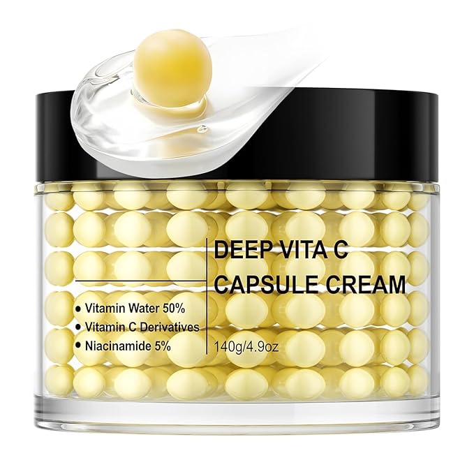Capsule Cream Deep Vitamin C Golden Capsule Moisturizer Face, Hydrating with 5% Niacinamide, Golden Capsules For Wrinkles & Skin Radiance, Vitamin C Lotion for Glow Hydration, Uneven Skin Tone