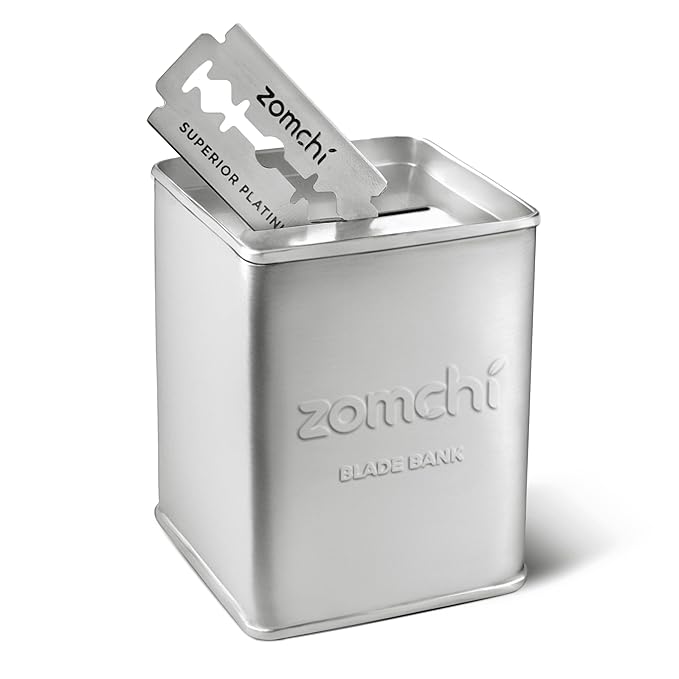 ZOMCHI 2 Pack Razor Blade Bank with 60 Counts Safety Razor Blades for Shaving