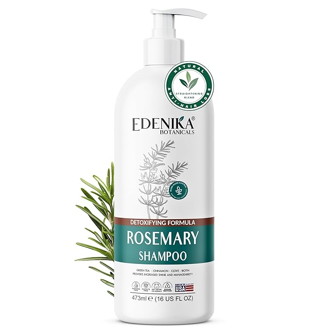 Rosemary Oil Shampoo with Biotin for Thinning Hair & Anti-Hair Loss, Strengthening Botanical Formula, Women & Men, Sulfate-Free, Organic, 16 fl oz