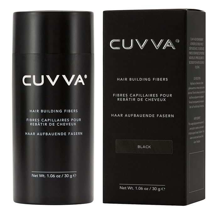 CUVVA Hair Building Fibers (30g) - Instantly Fill in Fine and Thinning Hair to Create a Thicker, Fuller Look - 14 Different Shades for Men & Women - Black
