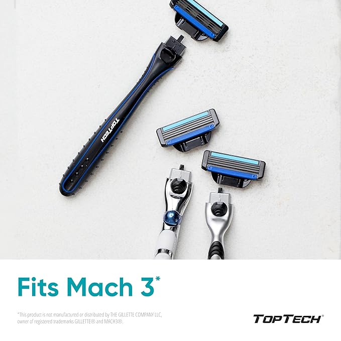 Razor 3 for Men - Replaceable Cartridges for Manual Shaving Razor - 3-Blade Technology Refills - Fits Gillette Mach3 - Soft Shave Sharp Blades - Cost-effective Refill (20 refills)