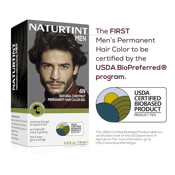 Naturtint Mens Permanent Hair Color for Hair Beard and Mustache (4N Men's Natural Chestnut)
