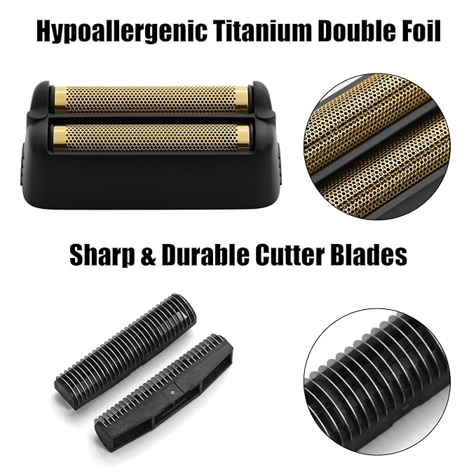 FX79RF2MB Replacement Foil and Cutters for BaBylissPRO FXONE Double Foil Stick Shaver, Hypoallergenic Extra-close Shaver Replacement Head, Matte Black