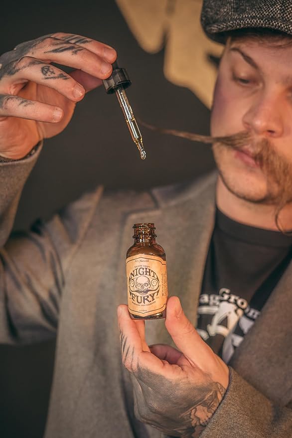 THE VINTAGE GROOMING CO. Death Grip Extra Strong Mustache Wax, Night Fury Mustache Wax Remover Oil, and Comb Set