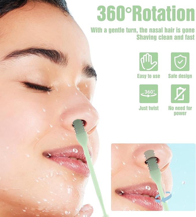 5Pcs Nose Hair Trimmer, Manual Nasal Hair Cutter for Women & Men 360 Degree Nostril-Hair Remover Clippers, Portable & Easy to Clean