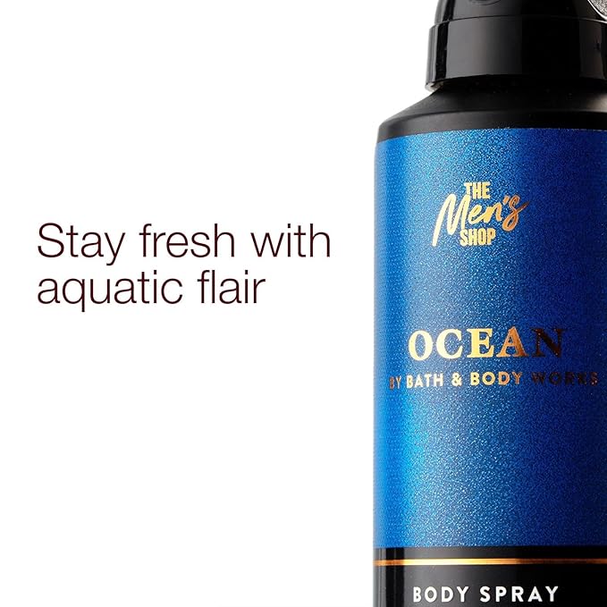Bath & Body Works Body Spray for Men, Ocean Scent, Men’s Spray with Long-Lasting Personal Fragrance, Fresh Coastal Air & Cypress Scent, 3.7 oz - 1 Pack