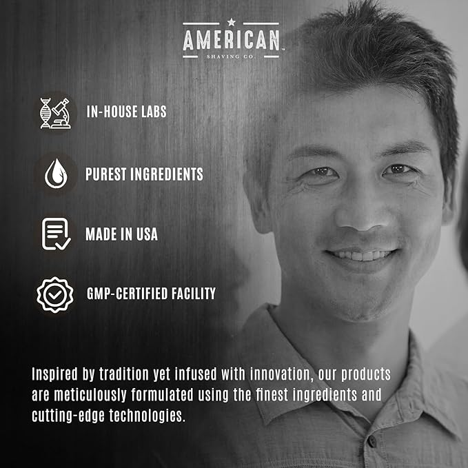 American Shaving Co. Original Scent Shaving Cream For Men 8 Oz, Made in USA, Easy Application, Quality Potent Ingredients, Non-GMO, GMP Certified, Cruelty-Free Products