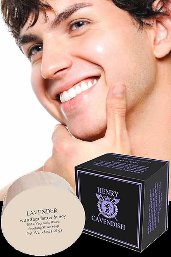 Henry Cavendish Shaving Kit with - Shaving Soap and Gentleman's Ceramic Shaving Soap Bowl with Handle. (Lavender)