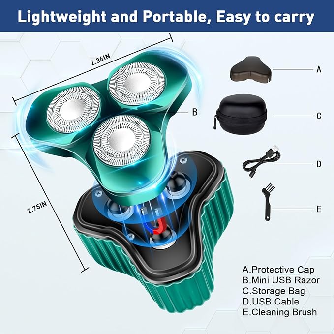 Mini Electric Razor for Men, Upgrade Mini Shaver, Pocket Size Portable Electric Shaver, USB Rechargeable, Waterproof, Easy to Use One-Button, Suitable for Home, Car, Travel, Gift for Men