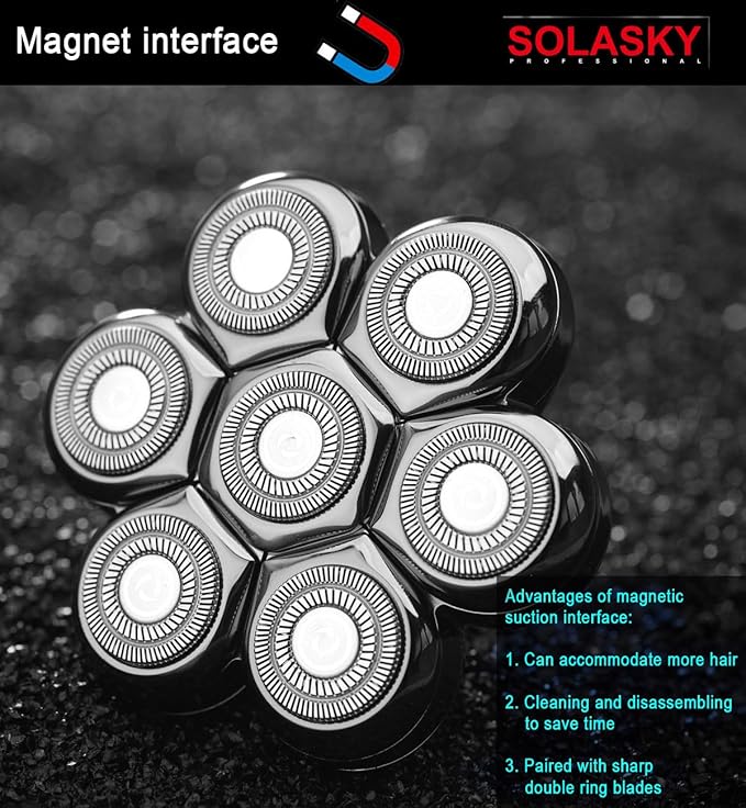 Universal Magnetic 7 Blades Compatible with Freedom Bird Shaver. Head Shaver Replacement Heads