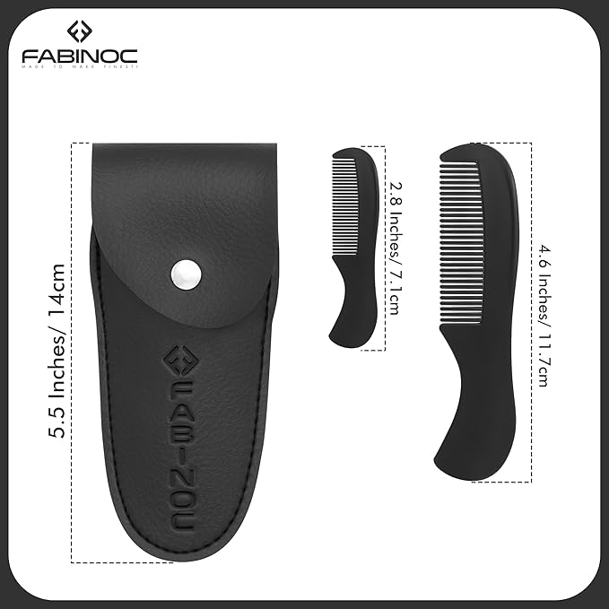 Beard and Mustache Scissors for Men 5" with 2 Combs & Pouch – German Quality Stainless Steel Hand-Forged Grooming Scissors for Facial Hair Trimming (Silver)