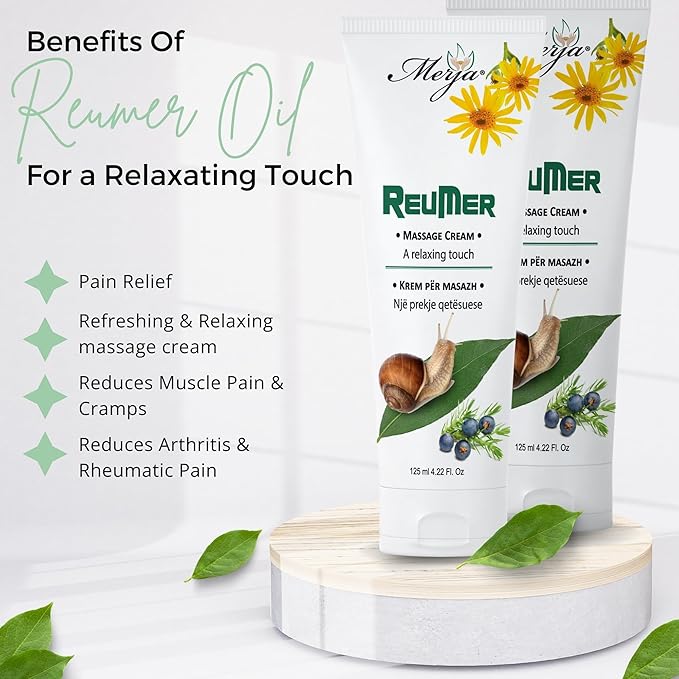 Merja Herbs Cream for Rheumatic Pain [125ml] Lightweight Cream for Arthritis & Rheumatic Aches with Snail Extract for Joints, Neck, Back | Pain Relief