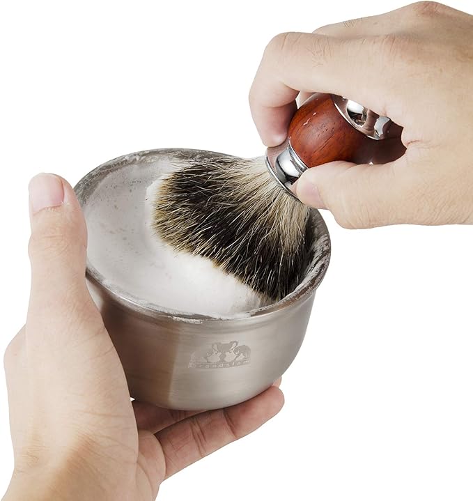 Grandslam Shaving Soap Bowl, 304 Heavy Duty Stainless Steel Shaving Lather Bowl for Men, Double Layer Heat Preservation, Create Rich Shaving Cream and Keep Your Lather Warm