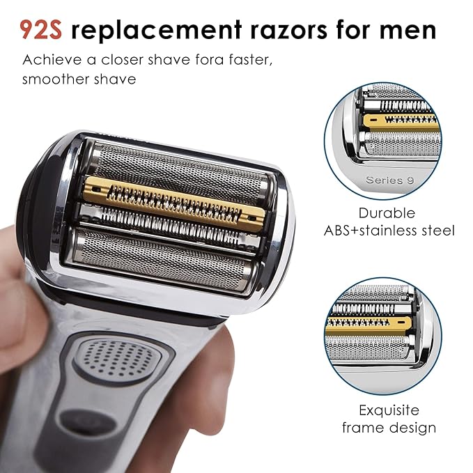 Braun Series 9 Replacement Head, Compatible with Series 9 Men's Electric Razor Replacement Shaver Head - 92S Electric Shaver Replacement Head Foil and Cutter Cassette