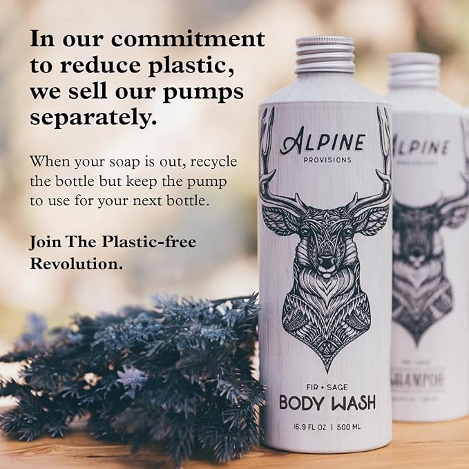 Alpine Provisions Natural & Organic Body Wash with Rosemary & Mint – Moisturizing Body Wash with Aloe Vera, Coconut Oil & Essential Oils – Vegan, Sulfate-Free, Plastic-Free – 16.9 fl oz
