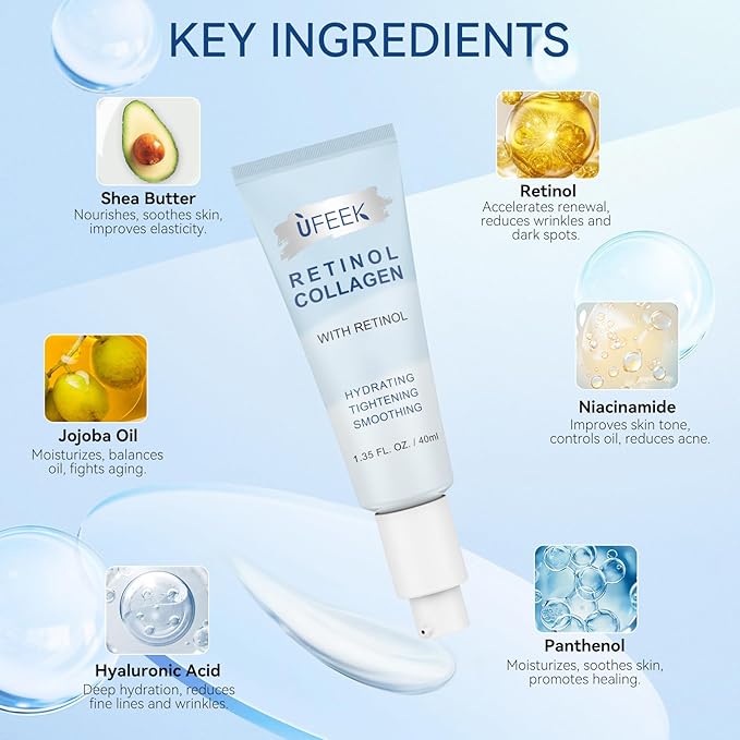 Retinol Moisturizer Face Cream with Hyaluronic Acid – Anti Aging & Hydrating Cream for Face, Neck, Chest & Body – Lightweight Instant Face Lift Cream, Gentle Formula for Men & Women, 1.35 FL OZ