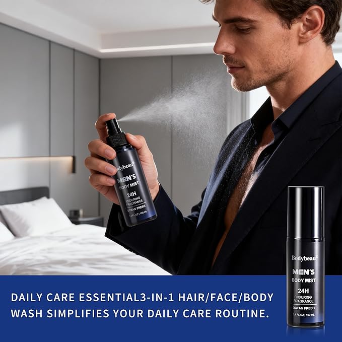 Christmas Gift for Men-Le Vital 7PCS Luxury Men's Bath and Body Skincare Gift Se, All-in-One Grooming Kit with 3-in-1 Wash, 2-in-1 Soap, Scrub, Lotion & Travel Bag (7 Piece Gift Set)