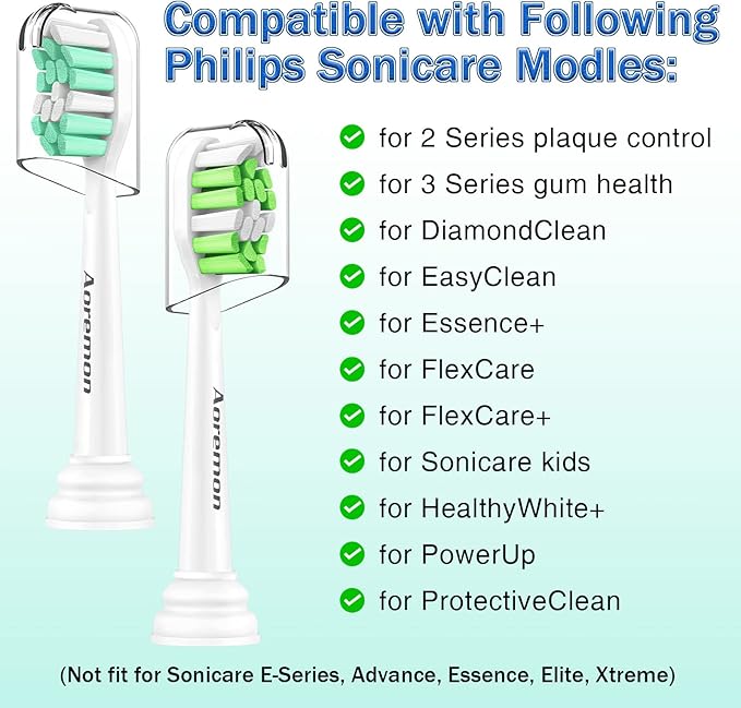 Aoremon Replacement Heads for Sonicare Philips Toothbrush: Compatible with Sonicare DiamondClean HX6063/65, 2 Series Hx9023/65 and Other Click on Electric Toothbrush