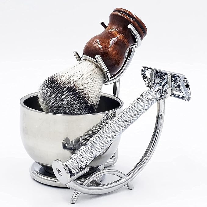 Shaving Stand and Double Stainless Steel Design Shave Soap Bowl - Forms Thick and Foamy Lather Quickly,Unbreakable and Rust Resistant for Smooth Wet Shaving