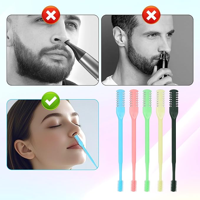 Manual Nose Hair Trimmer, Double Sided Nose Hair Cutter 360° Rotating Nasal Hairs Trimmer Multicolor 2 in 1 Nasal Hairs Cutter Manual with Cleaning Brush for Women Men(10)