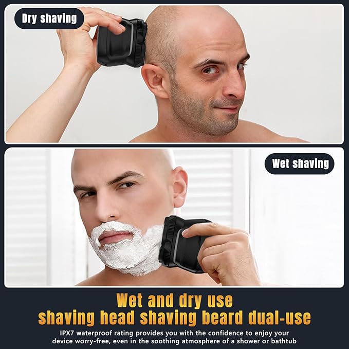 Head Shavers for Bald Men, Body Hair Trimmer for Men Manscape Groin and Ball Trimmer,2 in1 Body and Head Shaver Grooming Kit,IPX7 (A, B)