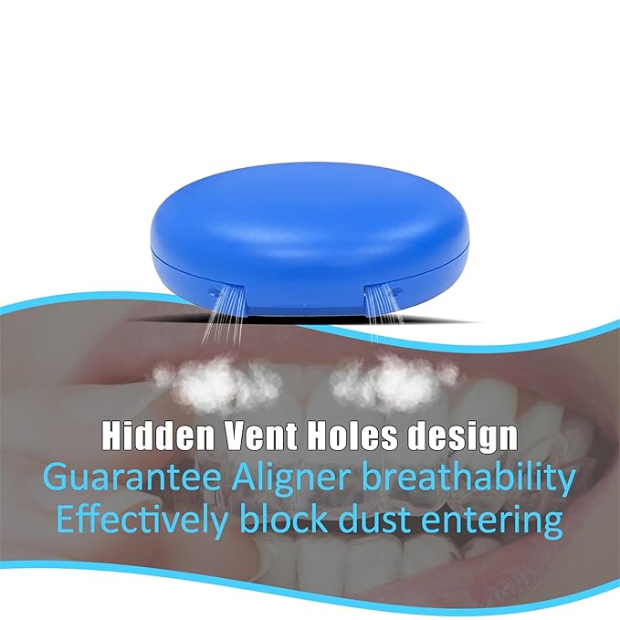 2PCS Retainer Case Compatible with Invisalign,Cute Slim Aligner Case,Customized Magnetic Closure Orthodontic Retainer Cases (2 Pack Navy Blue + Grey Silicone)