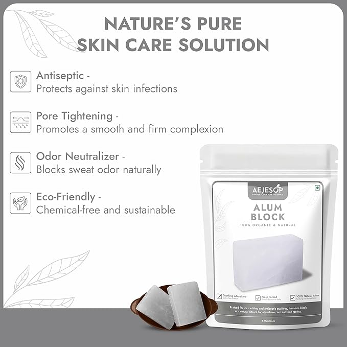 Shaving Alum Block, Aftershave Skincare for Men - 100% Natural (1 Alum Block)