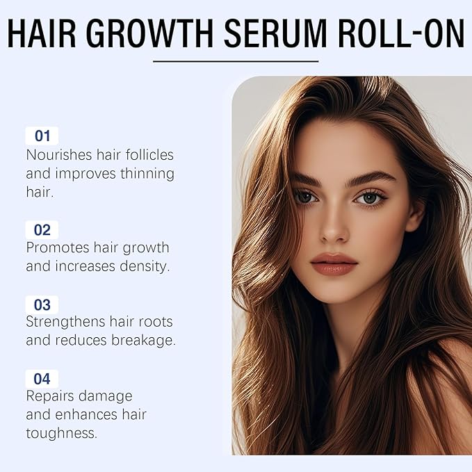 30ml Hair Growth Serum Roll-On for Thinning Hair – Stimulates Follicles, Strengthens Roots & Boosts Density with Rosemary & Biotin – Non-Greasy Scalp Treatment for Men and Women