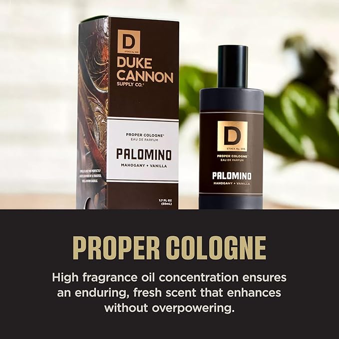 Duke Cannon Supply Co. Proper Cologne for Men 2-Pack – Palomino & Seawolf – Bourbon & Oak Barrel and Driftwood & Coastal Air, Eau de Parfum Spray, Long-Lasting Masculine Fragrance, 1.7 Fl Oz.