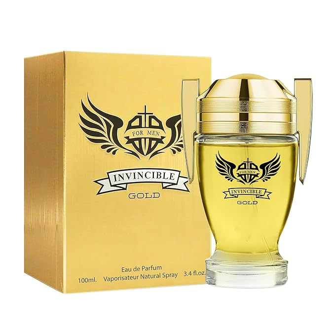 Invincible Gold Men's Cologne–Bold & Sophisticated Scent Eau de Toilette With Citrus, Spice, And Woody Notes Natural Spray Fragrance 3.4Fl Oz