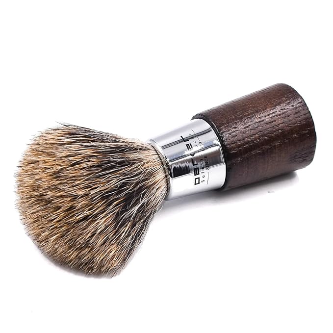 Parker 3-Band Pure Badger Shaving Brush with Stand – Long Loft Bristles for Generating a Rich Lather, Ergonomic Walnut Handle with Chrome Accents, Handmade Wet Shaving Brush | Iconic Brand