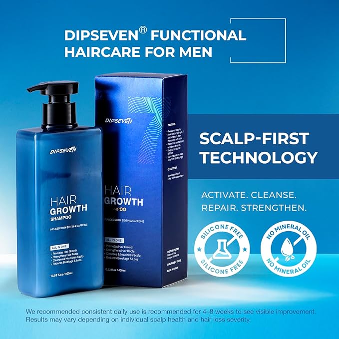 Biotin Hair Growth Shampoo for Men: Thickening & Strengthening Formula for Hair Loss & Thinning Hair, DHT-Blocking Root Activator with Biotin, Caffeine & Tea Tree Oil, 2-Pack (400ML Each)