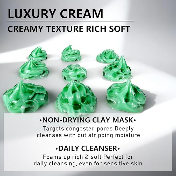 Water Ice Levin Green Tea Mask Cleanser, 3-in-1 Facial Wash, Gentle Pore Care Mask, Firm and Hydrating Foaming Facial Cleanser, Centella Asiatica for Acne-Prone & Sensitive Skin, Korean Skincare
