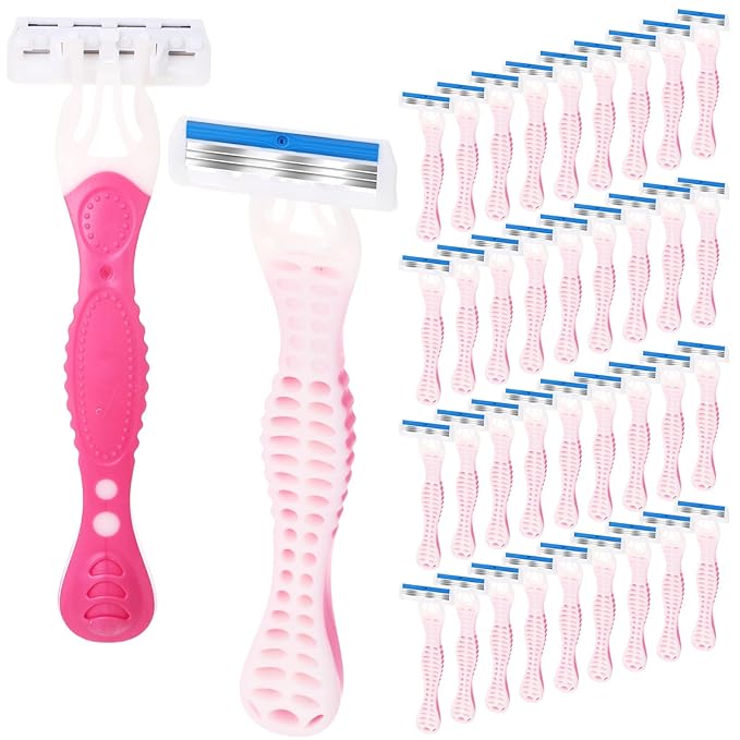 36 Pcs Sensitive Women's Disposable Razors Bulk 3 Blade Sensitive Skin Disposable Razors for Women Individually Packaged Travel Size Toiletries Ideal for Hotel Travel Donate Daily Use