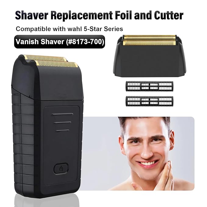 1 Pack Shaver Replacement foil Compatible with wahl 5 Star Series Vanish Shaver 8173-700,Vanish Replacement Foil & Cutter Bar Assembly for Super Close Shaving,Shaver Blade for Wet & Dry Shaving,Black