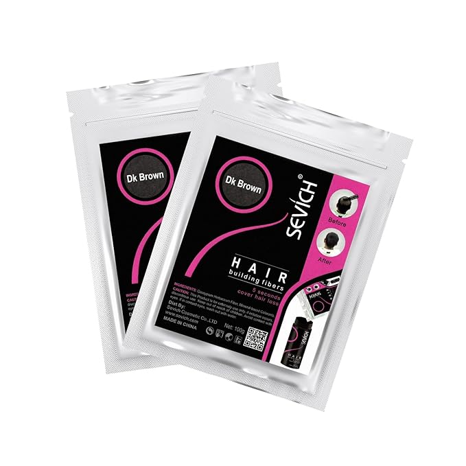 SEVICH Hair Fibers 2 Pack (2 x 100g) - Hair Building Fibers for Thinning Hair,Instant Thickening & Volumizing Powder for Men & Women, Value Bundle for Long-Lasting Use,Dark Brown