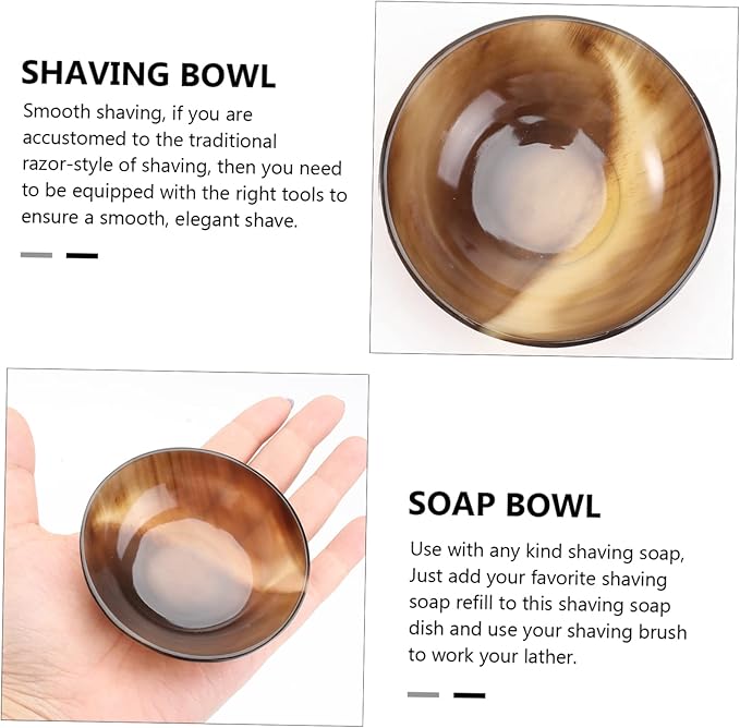 Healifty Yak Horn Shaving Bowl 3 Inch Shave Soap Bowl for Men Natural Horn Shaving Lather Durable Mug for Home and Travel