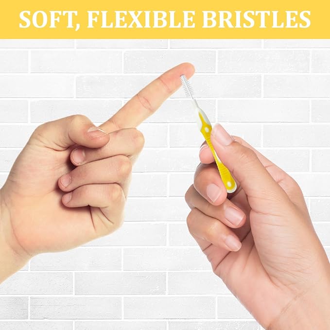 interdental brushes, Soft Dental Brush for Teeth Cleaning dental floss picks|teeth cleaning tools| interdental brushes between teeth soft bristle toothpicks for removing dental plaque (6PCS, Yellow)