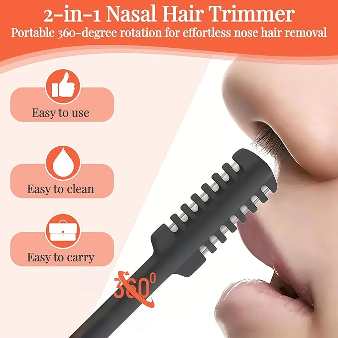 2026 Upgraded 2-in-1 Nasal Hair Cutter, 360° Rotating Double-Sided Blade, Washable Portable Grooming Tool for Men & Women, Travel Essential, 6Pack (Multi-Color)