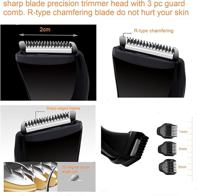 Men Pubic Hair Trimmer,Male Intimate Part Clipper,Wet Dry Groin Razor,Electric Body Hair Removal,Face Beard and Mustache Style Shaver,Portable Bald Detail Head Shaver,Man Grooming Kit