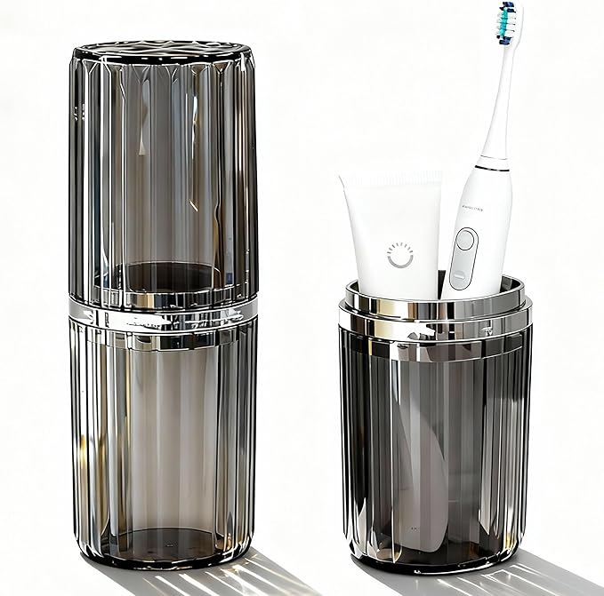 Toothbrush Travel Case, 2-in-1 Dustproof Travel Toothbrush Holder with Rinse Cup, Large Portable Toothbrush and Toothpaste Cup Container for Traveling Camping School Business Trip Bathroom
