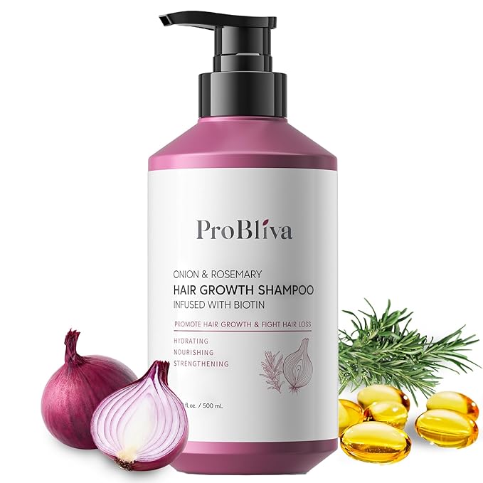 Onion & Rosemary Hair Growth Shampoo: Biotin Infused Shampoo for Hair Loss and Thinning Hair - Promotes Healthier, Thicker and Stronger Hair for Women and Men (16.9 Fl Oz (Pack of 1)) | Shampoo, for Hair Loss, and Thinning Hair, Promotes Healthier, Thi...