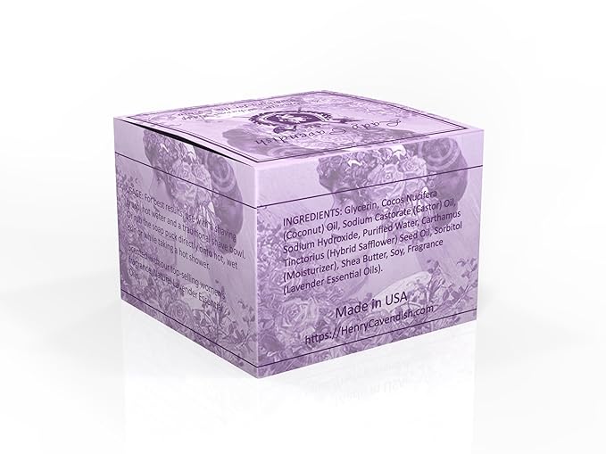 Lady Cavendish Lavender Shaving Soap with Shea Butter & Coconut Oil. Long Lasting 3.8 oz Puck Refill. Mens Shave Soap. All Natural. Rich Lather, Smooth Comfortable Shave. For Ladies and Gentlemen.