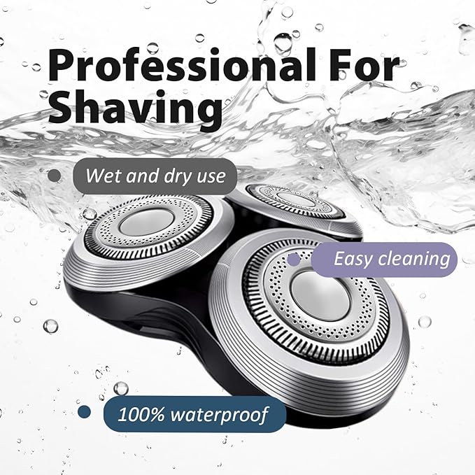 SH90 Replacement Rotary Heads Compatible with Philips Series 9000, New Version of Metal Wheel Buckle and Upgrade Double-Layer Precision Blades