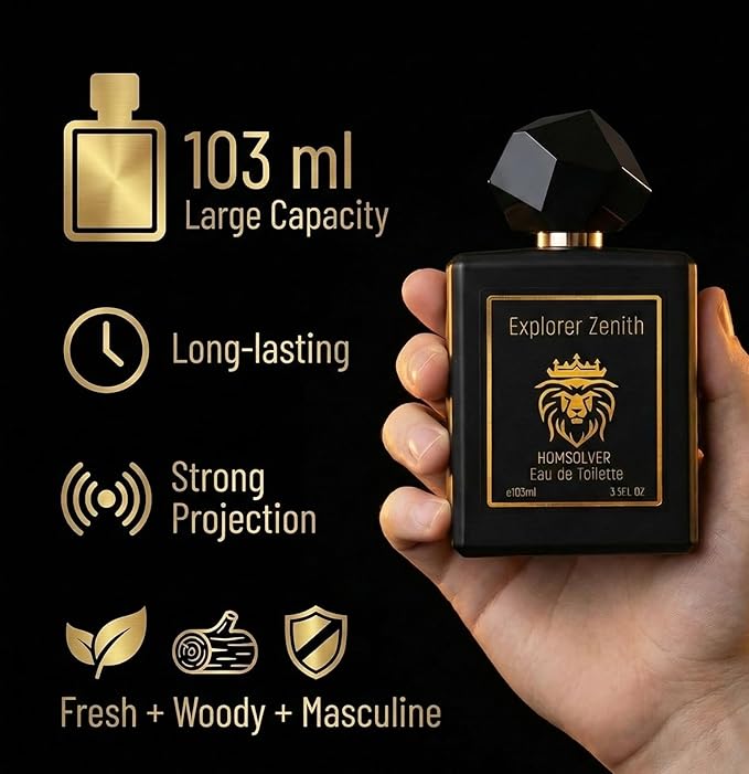 Homsolver Men’s Cologne Long Lasting- Crisp Green Apple & Fresh Mint Scent - Clean Formula Eau de Toilette for Daily Wear, Office & Gym - Premium Gift for Him Men - 3.4 Fl Oz