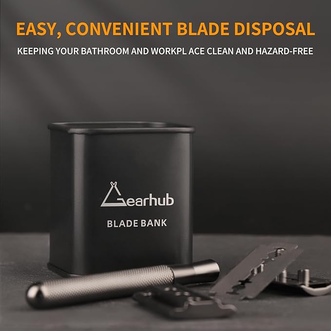Gearhub Blade Bank Sharps Disposal Container Safely Store Used Safety Razor Blades Large Capacity for Barber Shops & Personal Use Sealed Design Holds 300+ Blades, Compact & Durable