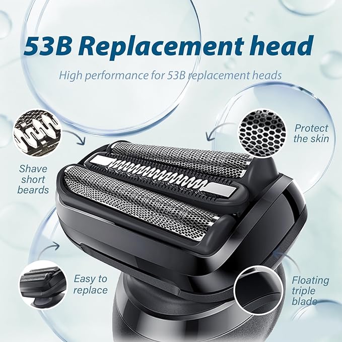 Series 5/6 53B Replacement Head Shaver Head Compatible with Series 5 Shaving Razor Head, Suitable for S5 5020cs 5018s 5035s 5049cs 5050cs 6020s 6040cs 6075cc 6072cc 6090cc.