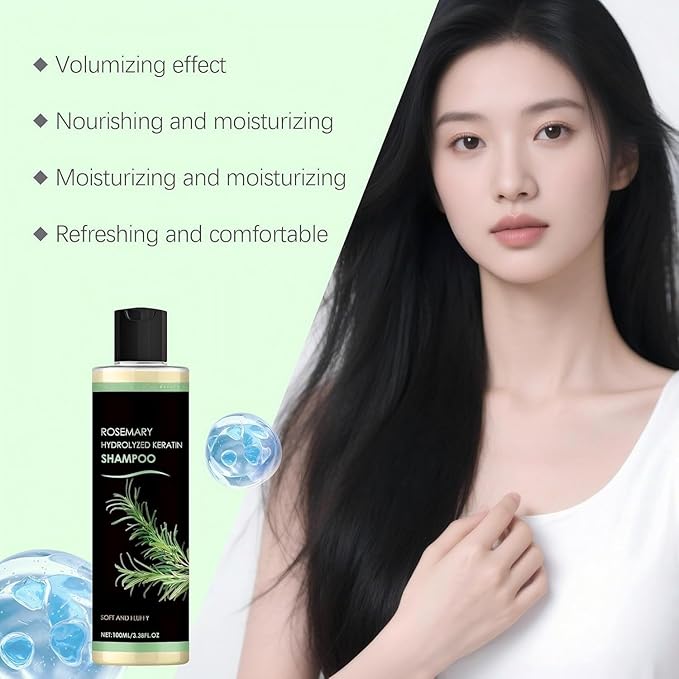 Rosemary Hair Growth Shampoo,Rosemary Hydrolyzed Keratin Shampoo, Nourishes and Regenerates Hair for Thinning Hair & Hair Loss for Women and Men-100ML