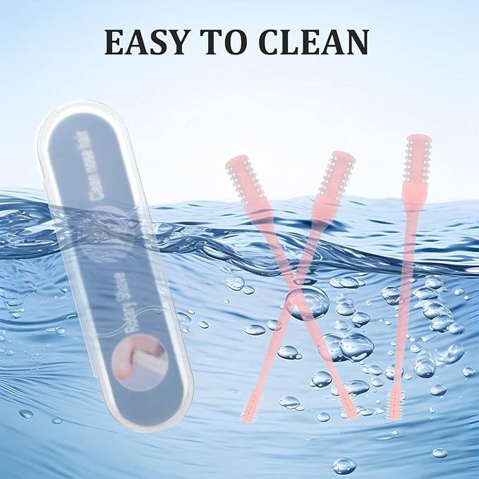 Bremorou Nose Hair Trimmer 3 Pcs Double Sided Knife Cutter 2-in-1 Nose Manual Trimmer 360° Rotating Nasal Hair Razor Portable Cutter Clippers for Men Women (Pink)