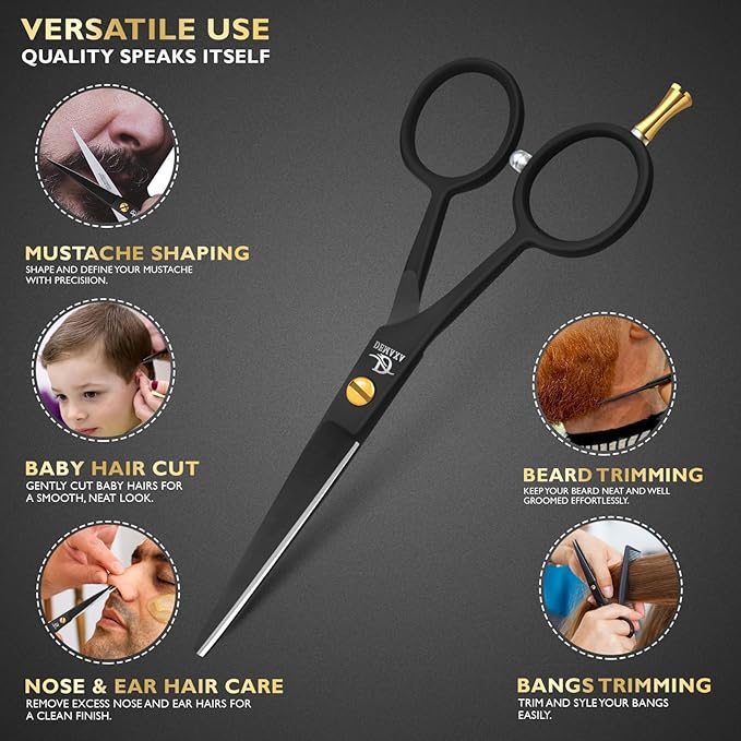 5" Professional Beard Scissors for men Mustache Scissors with 1 Mustache Comb, 1 Beard Comb & Soft Pouch – Prefect Beard shears mustache kit for All Facial Hair – moustache Grooming kit for Men